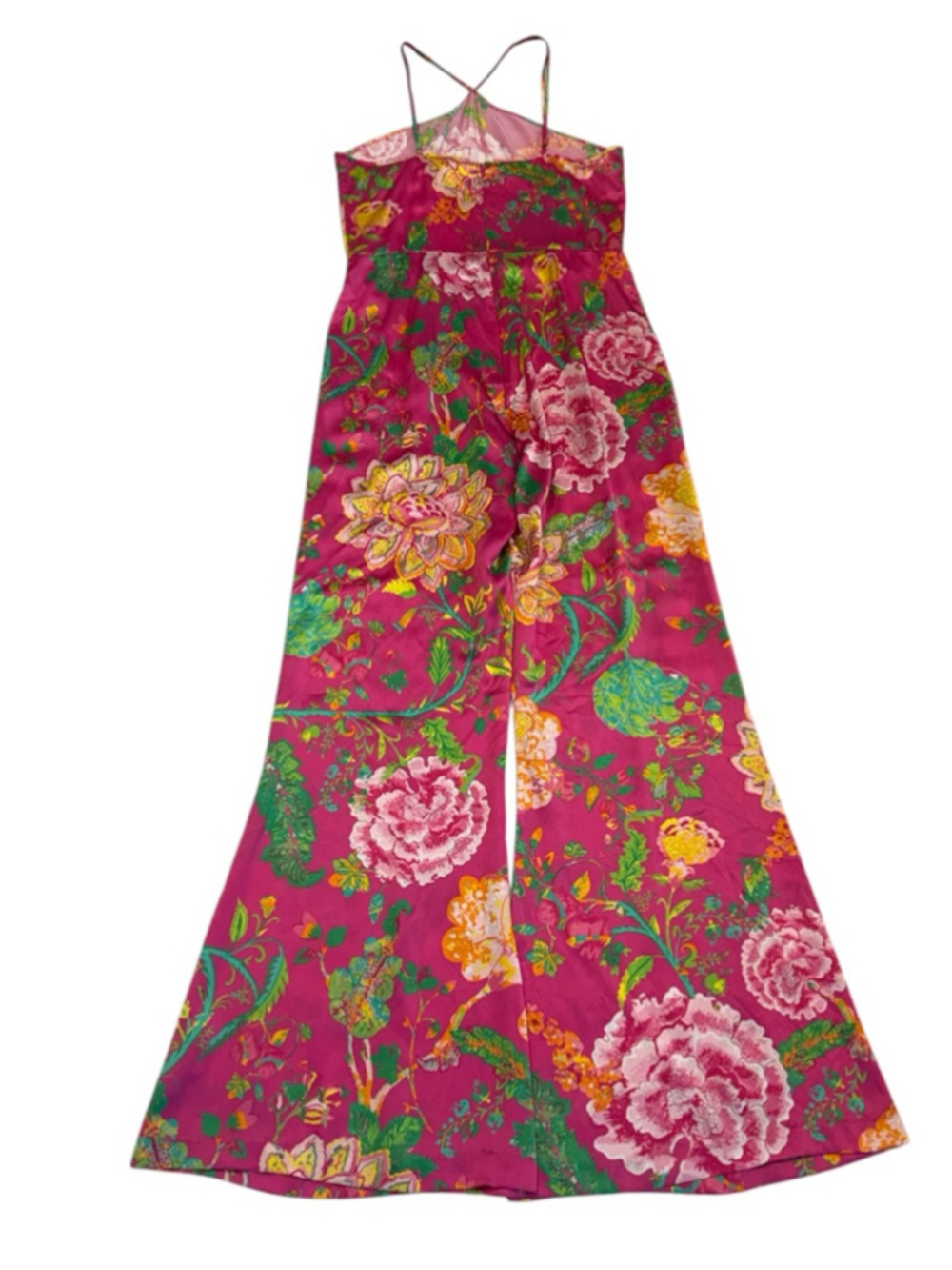 Rococo Sand Chloe Floral Satin Wide Leg Jumpsuit Pink Multi Small NWT - Picture 3 of 5